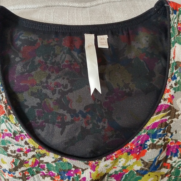 Gold metallic stripe and floral shift dress, XS - Picture 6 of 6